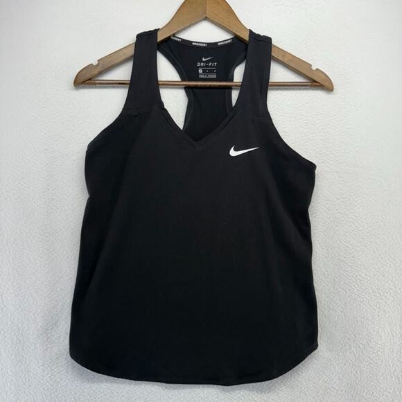 Nike Tank Top Women's Medium Black Court Tennis Athletic performance Preppy Logo - Picture 1 of 9